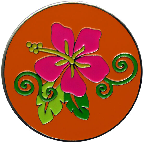 Orange Hibiscus golf ball marker