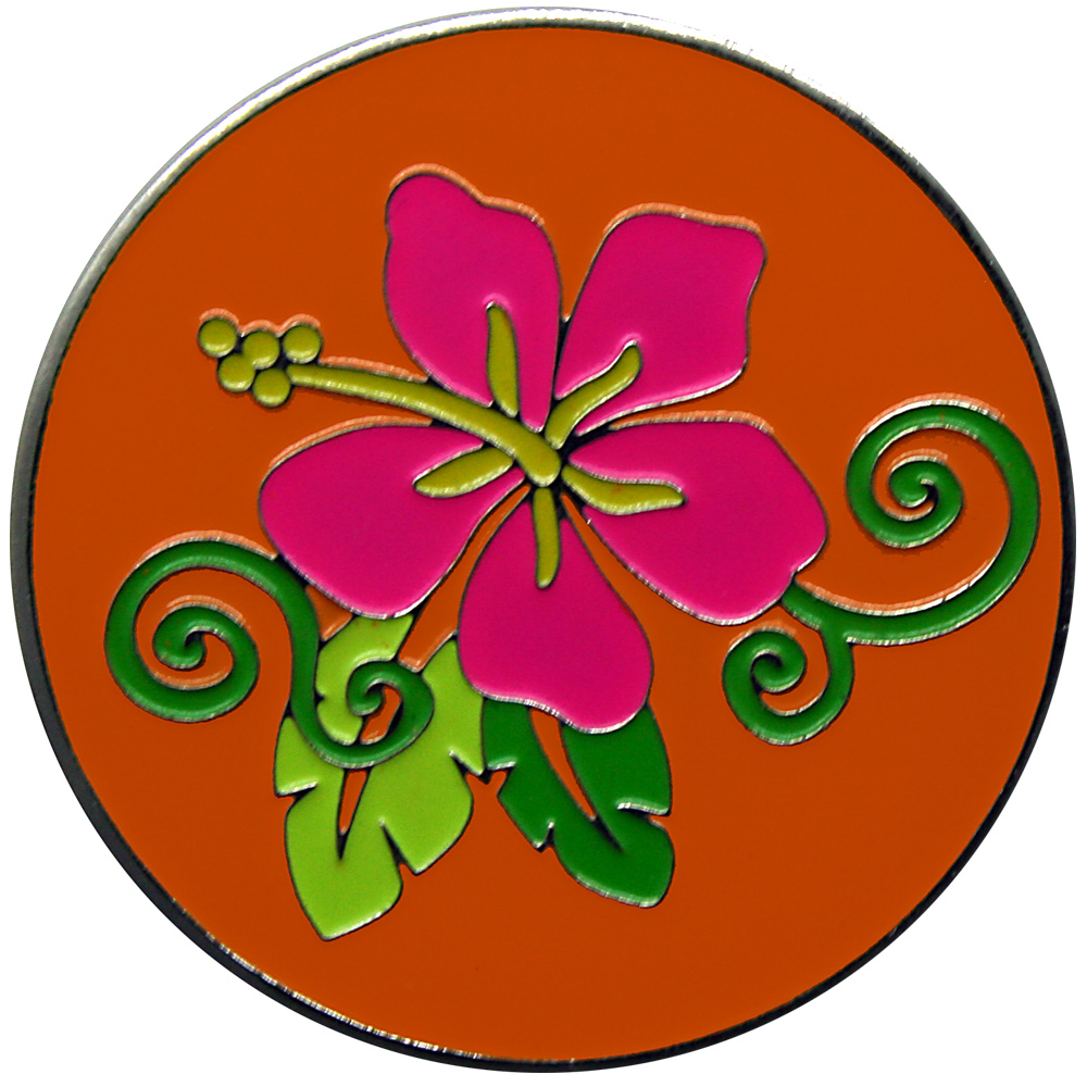 Orange Hibiscus golf ball marker