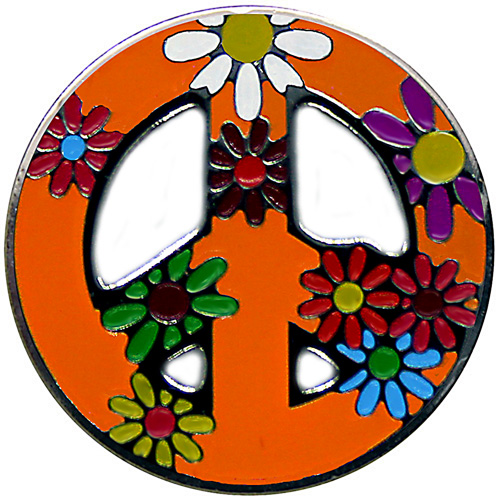 Bright Orange Peace Love Golf Ball Marker