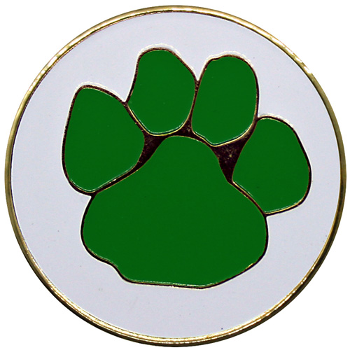 Green & White Paw Golf Ball Marker