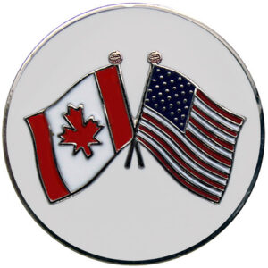 Canada-USA flags golf ball marker