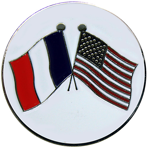 France-USA Flags golf ball marker