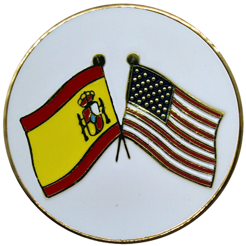 Spain-USA flags golf ball marker