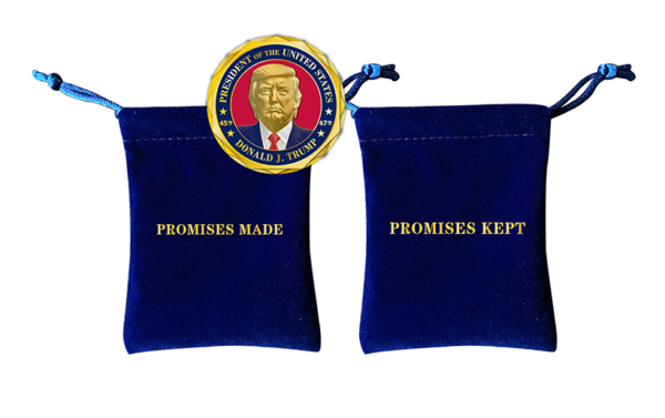 Commemorative Trump Challenge Coin withe velour bag