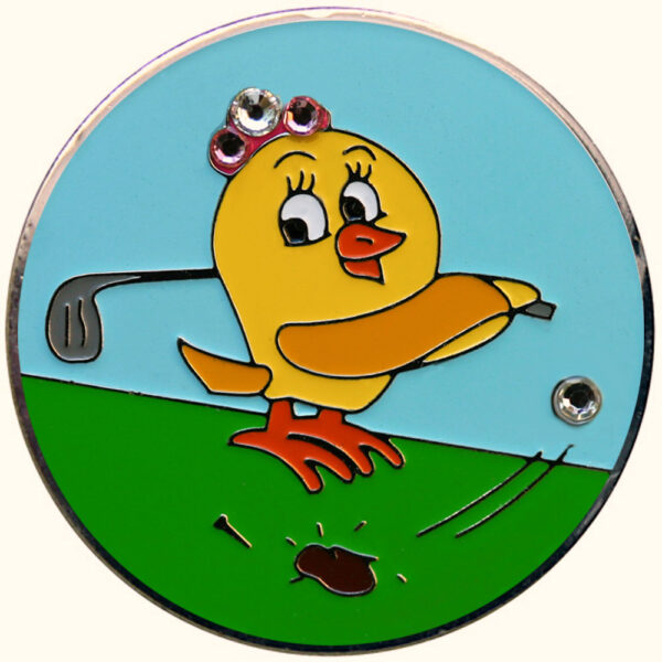 Yellow Birdie with Crystals ball marker