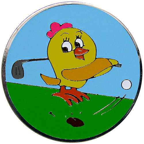 Yellow birdie golf ball marker