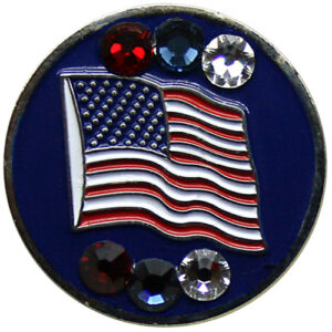 Swarovski USA Blue Waving Flag ball marker