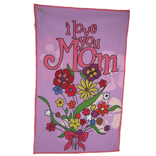 I Love Mom Fleece Golf Towel