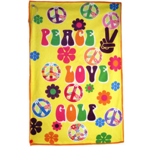 Peace Love Golf Yellow Fleece Golf Towel